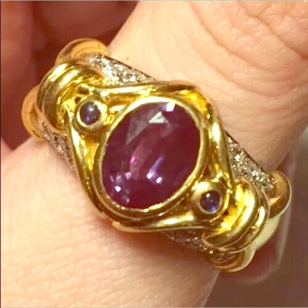 18K Y/W Gold large Alexandrite ring